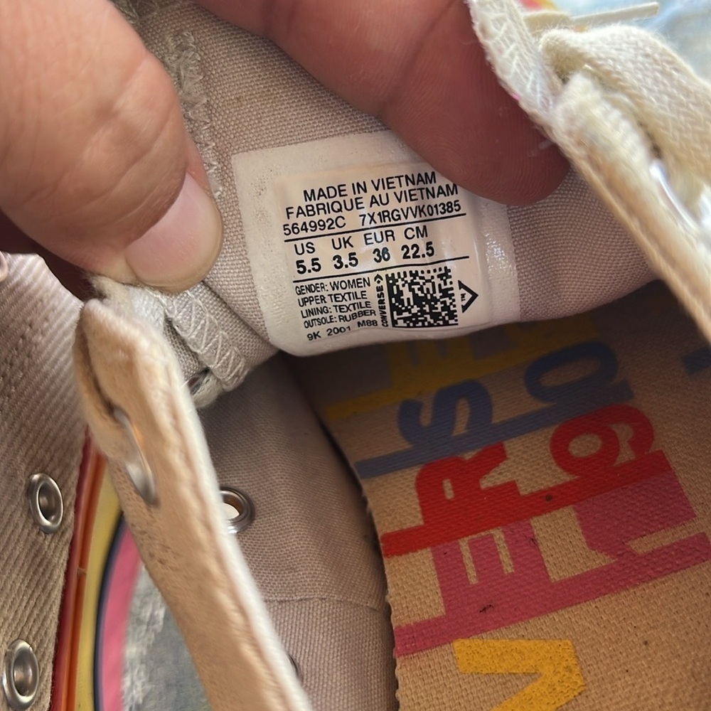 Converse Chuck Taylor All Star Low Top Rainbow Platform Sneaker Summer 5.5 - Picture 9 of 11